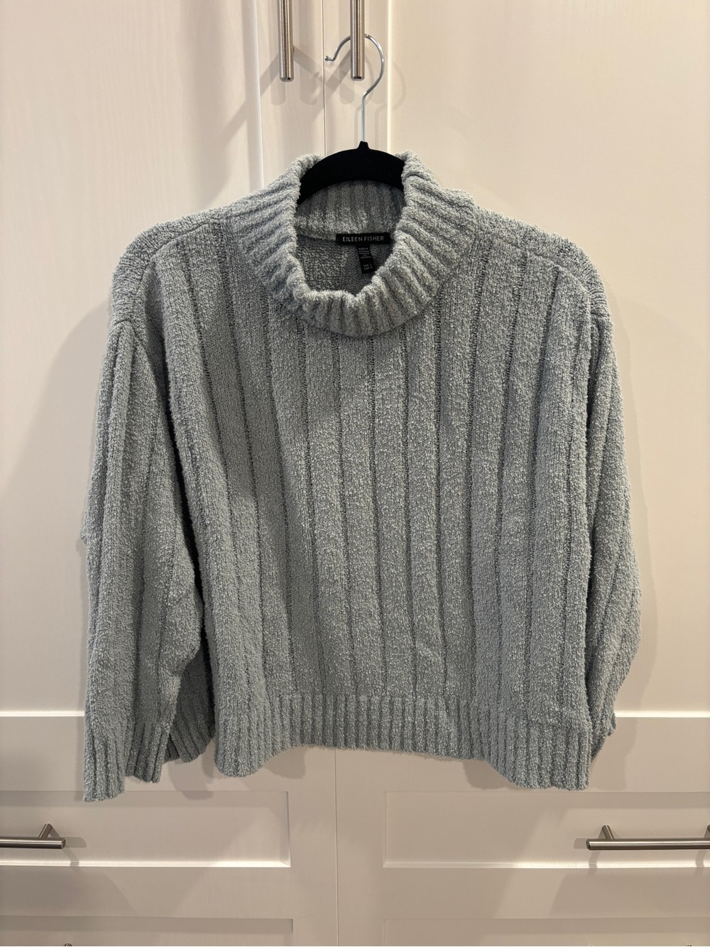 Eileen Fisher Light Gray Ribbed Turtleneck Sweater